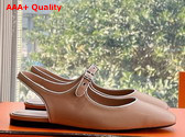 Hermes Kleo Slingback in Beige Perlino and Gris Argente Goatskin Replica