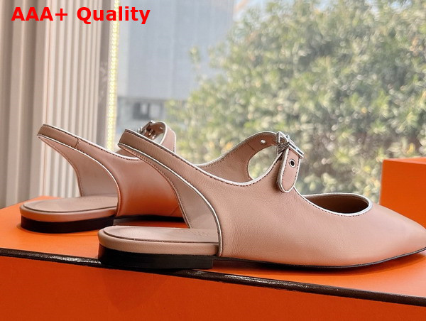 Hermes Kleo Slingback in Beige Perlino and Gris Argente Goatskin Replica