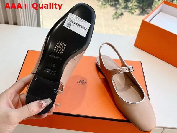 Hermes Kleo Slingback in Beige Perlino and Gris Argente Goatskin Replica
