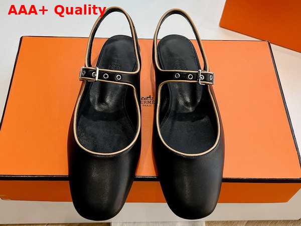 Hermes Kleo Slingback in Noir and Jaune Malawi Goatskin Replica