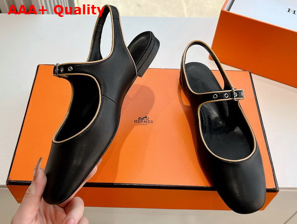Hermes Kleo Slingback in Noir and Jaune Malawi Goatskin Replica