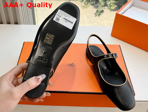 Hermes Kleo Slingback in Noir and Jaune Malawi Goatskin Replica
