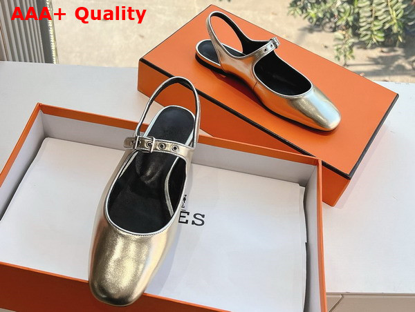 Hermes Kleo Slingback in Silver Goatskin Replica
