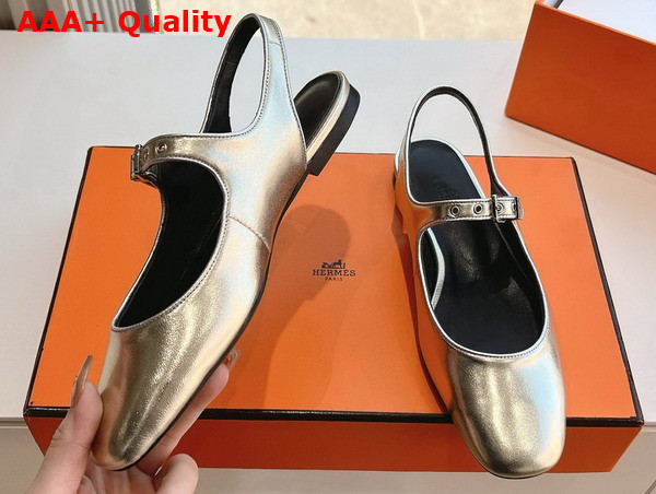Hermes Kleo Slingback in Silver Goatskin Replica