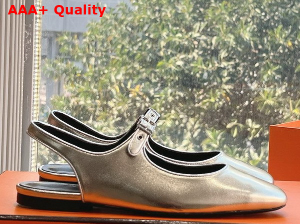 Hermes Kleo Slingback in Silver Goatskin Replica