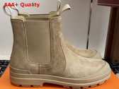 Hermes Kobes Ankle Boot in Beige Lin Suede Goatskin with Rubber Sole Replica
