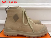 Hermes Kooler Ankle Boot in Beige Lin Cotton Canvas with Rubber Sole Replica