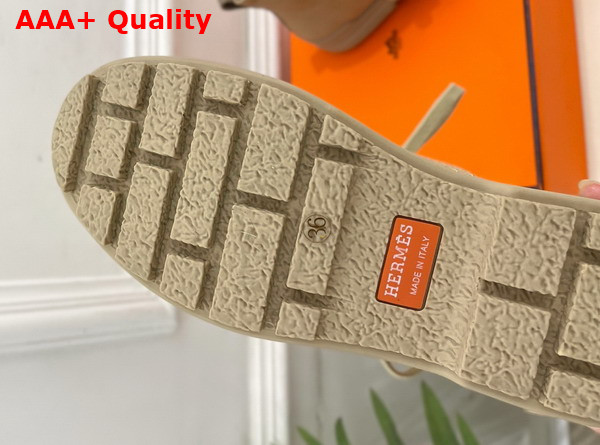 Hermes Kooler Ankle Boot in Beige Lin Cotton Canvas with Rubber Sole Replica