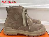 Hermes Kooler Ankle Boot in Beige Lin Suede Goatskin with Rubber Sole Replica