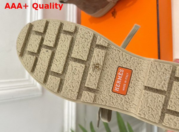 Hermes Kooler Ankle Boot in Beige Lin Suede Goatskin with Rubber Sole Replica
