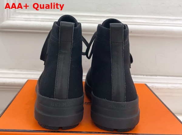 Hermes Kooler Ankle Boot in Noir Cotton Canvas with Rubber Sole Replica