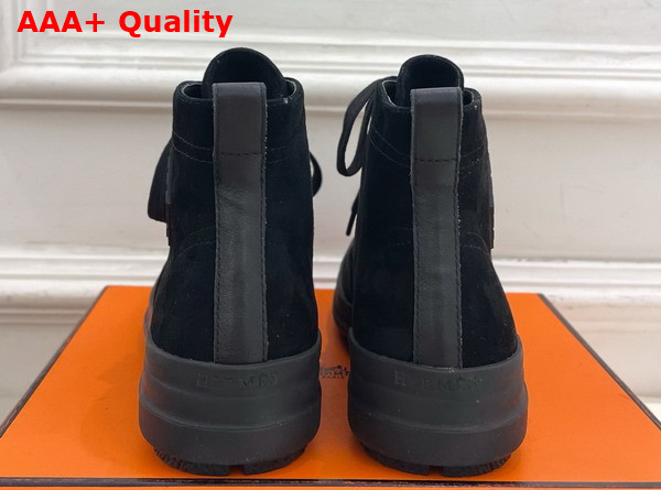 Hermes Kooler Ankle Boot in Noir Suede Goatskin with Rubber Sole Replica