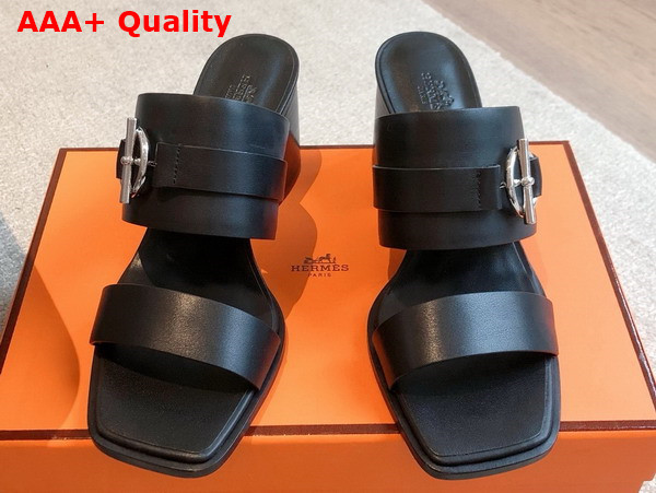 Hermes Kute 60 Sandal in Noir Calfskin Replica