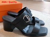 Hermes Kute 60 Sandal in Noir Calfskin Replica