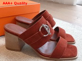 Hermes Kute 60 Sandal in Ruby Suede Replica