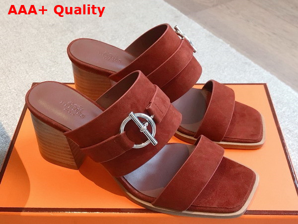 Hermes Kute 60 Sandal in Ruby Suede Replica