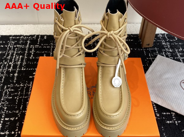 Hermes Land Ankle Boot in Beige Calfskin Replica