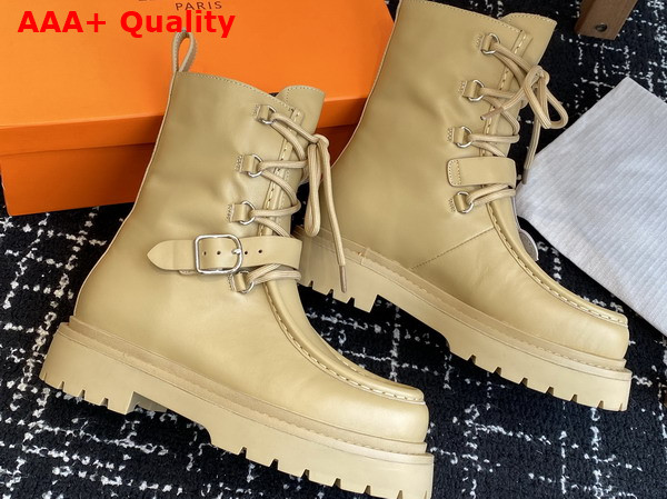 Hermes Land Ankle Boot in Beige Calfskin Replica