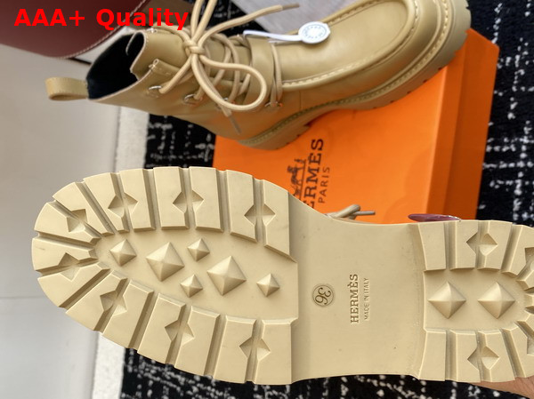Hermes Land Ankle Boot in Beige Calfskin Replica