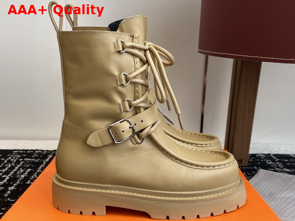 Hermes Land Ankle Boot in Beige Calfskin Replica
