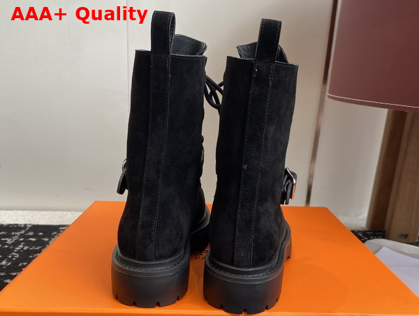 Hermes Land Ankle Boot in Black Suede Goatskin Replica