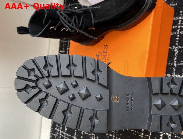 Hermes Land Ankle Boot in Black Suede Goatskin Replica