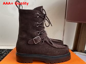 Hermes Land Ankle Boot in Dark Brown Suede Goatskin Replica