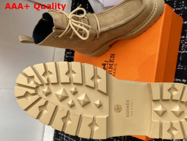 Hermes Land Ankle Boot in Tan Suede Goatskin Replica