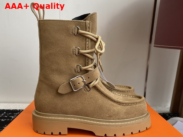 Hermes Land Ankle Boot in Tan Suede Goatskin Replica