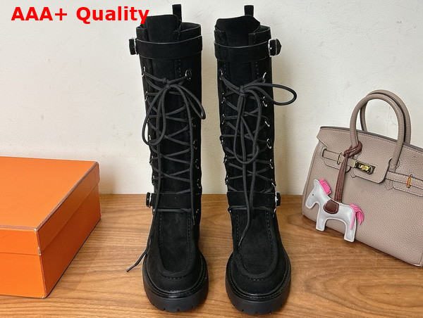 Hermes Landscape Boot in Black Suede Goatskin Replica