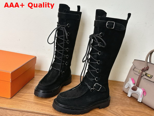 Hermes Landscape Boot in Black Suede Goatskin Replica