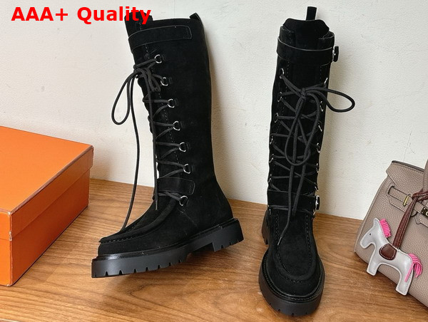 Hermes Landscape Boot in Black Suede Goatskin Replica