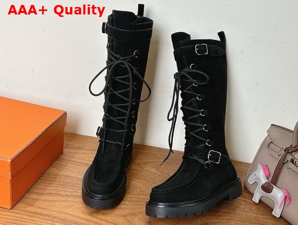 Hermes Landscape Boot in Black Suede Goatskin Replica