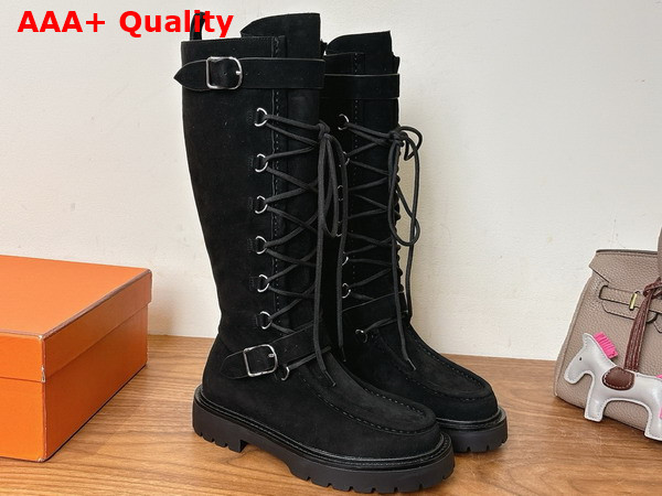 Hermes Landscape Boot in Black Suede Goatskin Replica