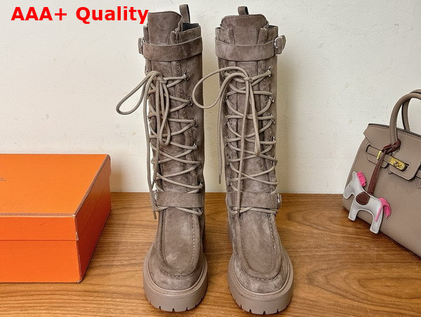 Hermes Landscape Boot in Chocolate Suede Goatskin Replica
