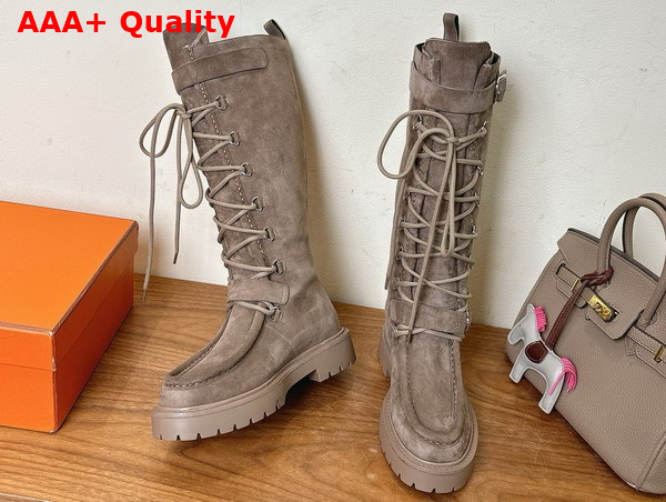 Hermes Landscape Boot in Chocolate Suede Goatskin Replica