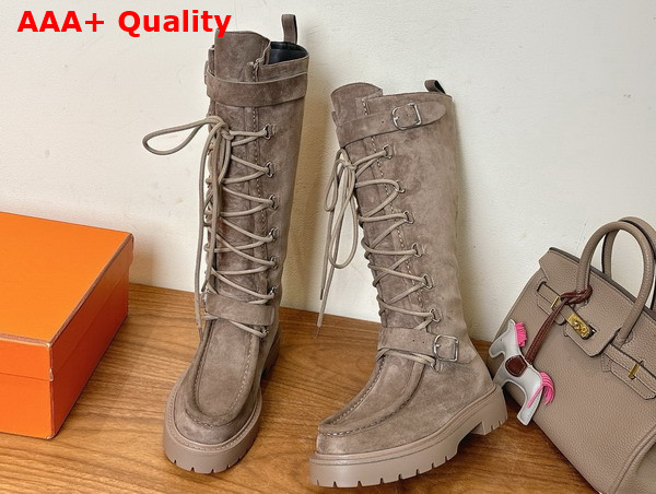 Hermes Landscape Boot in Chocolate Suede Goatskin Replica
