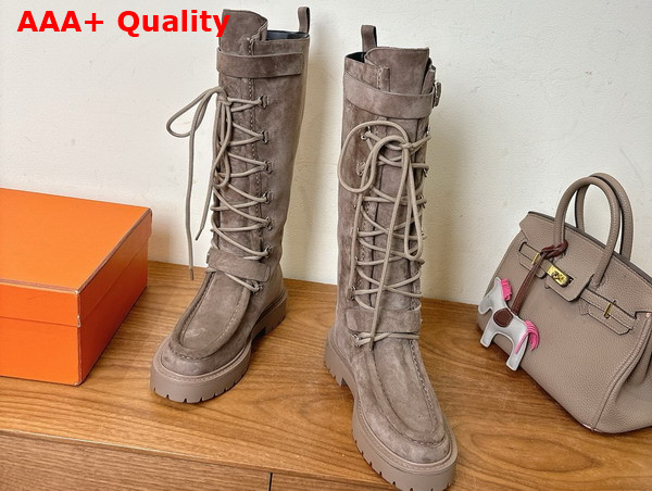 Hermes Landscape Boot in Chocolate Suede Goatskin Replica
