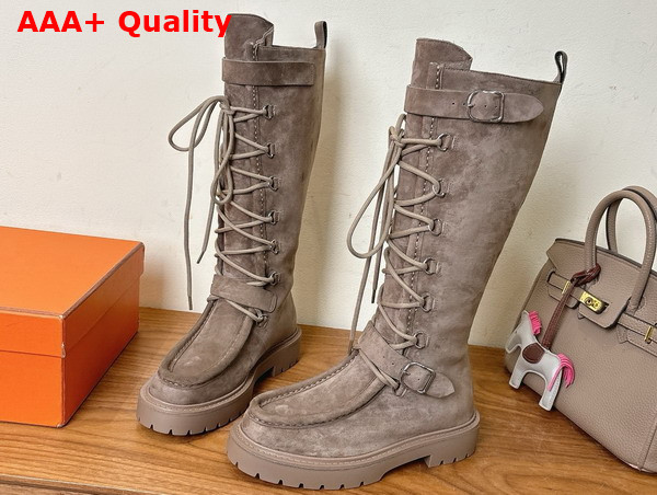 Hermes Landscape Boot in Chocolate Suede Goatskin Replica
