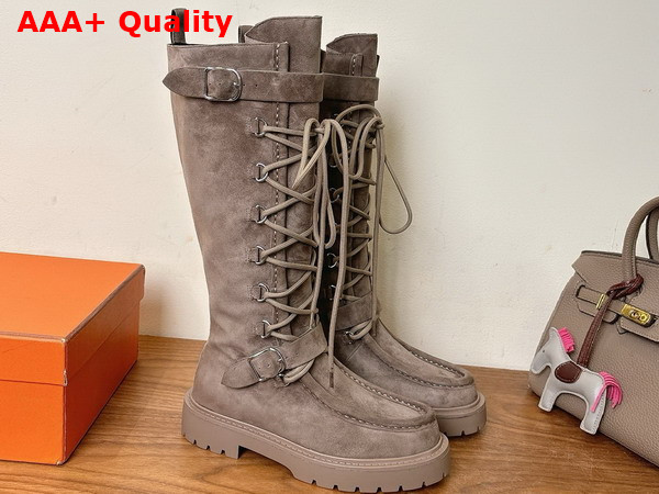 Hermes Landscape Boot in Chocolate Suede Goatskin Replica