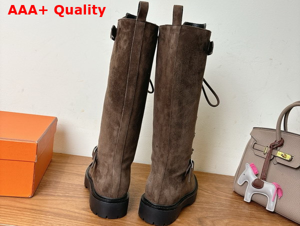 Hermes Landscape Boot in Dark Brown Suede Goatskin Replica