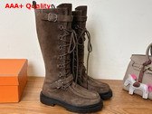 Hermes Landscape Boot in Dark Brown Suede Goatskin Replica