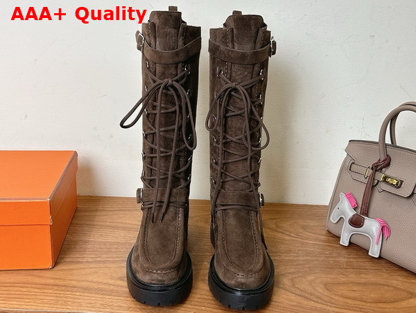 Hermes Landscape Boot in Dark Brown Suede Goatskin Replica