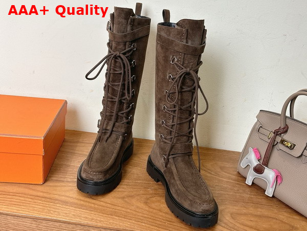 Hermes Landscape Boot in Dark Brown Suede Goatskin Replica