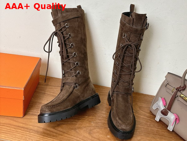 Hermes Landscape Boot in Dark Brown Suede Goatskin Replica