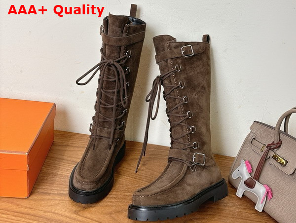 Hermes Landscape Boot in Dark Brown Suede Goatskin Replica