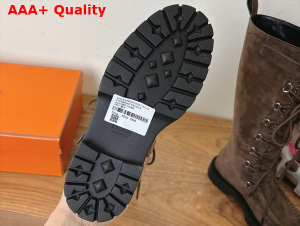 Hermes Landscape Boot in Dark Brown Suede Goatskin Replica