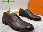 Hermes Lawrence Derby Shoe in Marron Pecan Patinated Calfskin Replica
