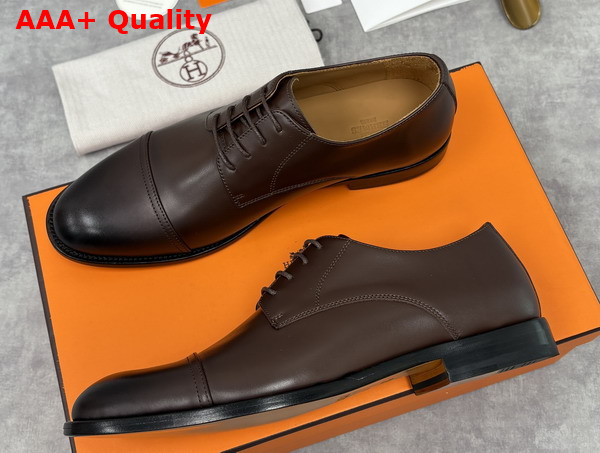 Hermes Lawrence Derby Shoe in Marron Pecan Patinated Calfskin Replica