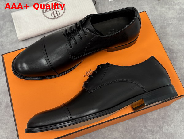 Hermes Lawrence Derby Shoe in Noir Calfskin Replica